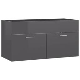 Berkfield Home Sink Cabinet with Built-in Basin High Gloss Grey Engineered Wood - thumbnail 6