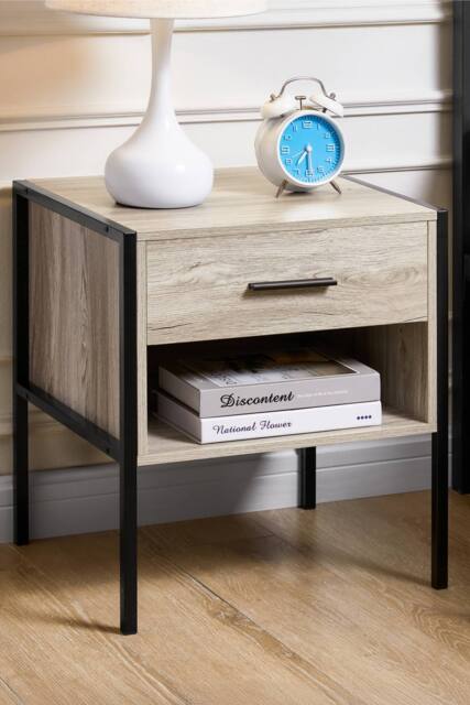 HD Designs Brooklyn 1 Drawer Bedside Cabinet Storage Unit Bedroom Furniture in Grey - image 1