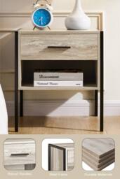 HD Designs Brooklyn 1 Drawer Bedside Cabinet Storage Unit Bedroom Furniture in Grey - thumbnail 6