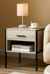 HD Designs Brooklyn 1 Drawer Bedside Cabinet Storage Unit Bedroom Furniture in Grey - thumbnail 4