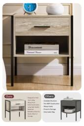 HD Designs Brooklyn 1 Drawer Bedside Cabinet Storage Unit Bedroom Furniture in Grey - thumbnail 7