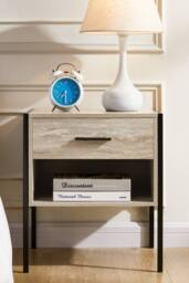 HD Designs Brooklyn 1 Drawer Bedside Cabinet Storage Unit Bedroom Furniture in Grey - thumbnail 2