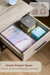 HD Designs Brooklyn 1 Drawer Bedside Cabinet Storage Unit Bedroom Furniture in Grey - thumbnail 5