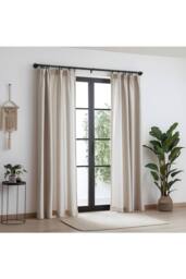 Living and Home Glossy Black Metal Telescopic Curtain Rod with Brackets - Size: 120 cm - 210 cm - thumbnail 2