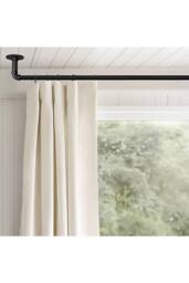 Living and Home Glossy Black Metal Telescopic Curtain Rod with Brackets - Size: 120 cm - 210 cm - thumbnail 1