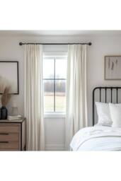 Living and Home Glossy Black Metal Telescopic Curtain Rod with Brackets - Size: 120 cm - 210 cm - thumbnail 4