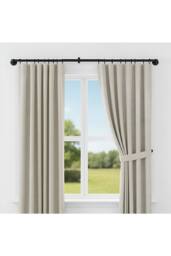 Living and Home Glossy Black Metal Telescopic Curtain Rod with Brackets - Size: 120 cm - 210 cm - thumbnail 5