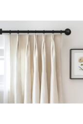 Living and Home Glossy Black Metal Telescopic Curtain Rod with Brackets - Size: 120 cm - 210 cm - thumbnail 3