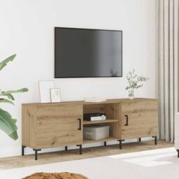 Berkfield Home TV Cabinet Artisan Oak 150x30x50 cm Engineered Wood in Light Brown - Size: 150 x 30 x 50 cm - thumbnail 1