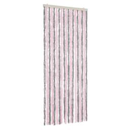 Berkfield Home Fly Curtain Silver Grey & Pink 56x200 cm Chenille - thumbnail 2