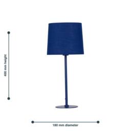 First Choice Lighting Colours - Navy Blue 40cm Table Lamp with Fabric Shade - thumbnail 5
