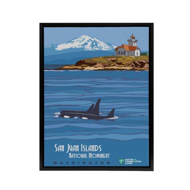 "Artery8 BLM San Juan Islands Monument DC Framed Canvas Wall Art Print in Blue - Size: W12"" x H16""" - image 1