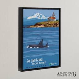 "Artery8 BLM San Juan Islands Monument DC Framed Canvas Wall Art Print in Blue - Size: W12"" x H16""" - thumbnail 2