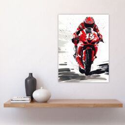 "Artery8 Superbike Race Red Motorcycle Racing Action Shot Wall Art Print - Size: W24"" x H32""" - thumbnail 4