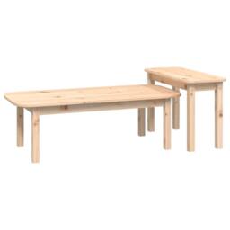 Berkfield Home 2 Piece Coffee Table Set Solid Wood Pine in Natural - thumbnail 4
