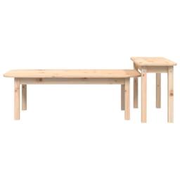 Berkfield Home 2 Piece Coffee Table Set Solid Wood Pine in Natural - thumbnail 5