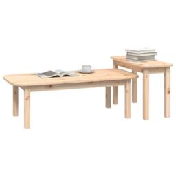 Berkfield Home 2 Piece Coffee Table Set Solid Wood Pine in Natural - thumbnail 3