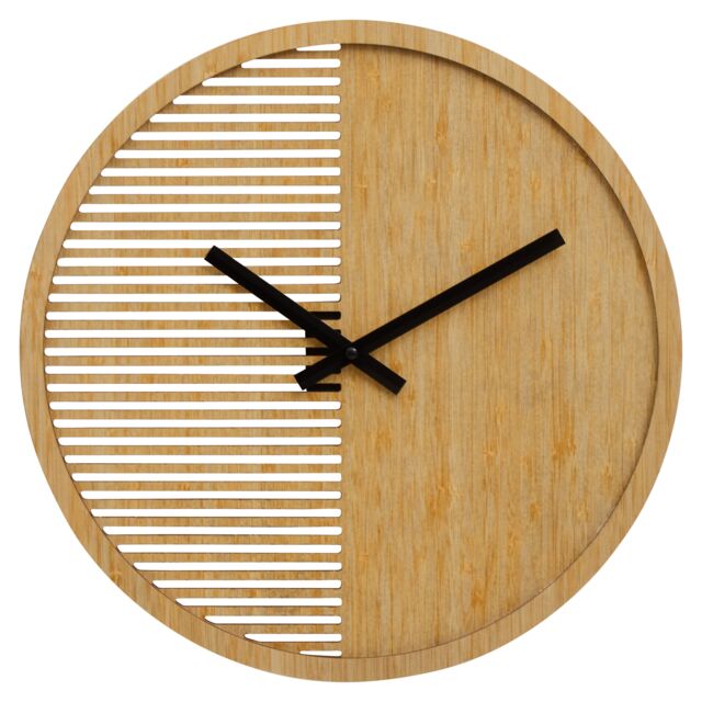 Orsina Contemporary Small Wooden Wall Clock, Large Wood Dial Clock In Kitchen, Easily Maintained Large Wall Clock in Natural - image 1