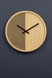 Orsina Contemporary Small Wooden Wall Clock, Large Wood Dial Clock In Kitchen, Easily Maintained Large Wall Clock in Natural - thumbnail 3