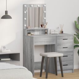 Berkfield Home Dressing Table with LED Lights in Grey Sonoma - 50x41x135 cm - Size: 50 x 41 x 135 cm - thumbnail 1