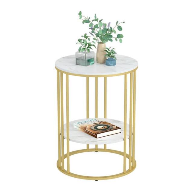 FLAVORA Gold Round Marble Coffee Table - Size: 0.6m2 - image 1