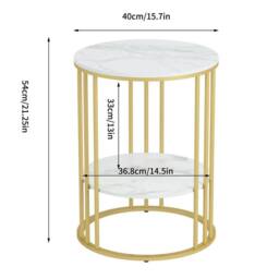 FLAVORA Gold Round Marble Coffee Table - Size: 0.6m2 - thumbnail 2
