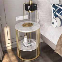 FLAVORA Gold Round Marble Coffee Table - Size: 0.6m2 - thumbnail 5