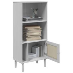 Berkfield Home Bookcase SENJA Rattan Look White 60x35x130 cm Solid Wood Pine - Size: 60 x 35 x 130 cm - thumbnail 4