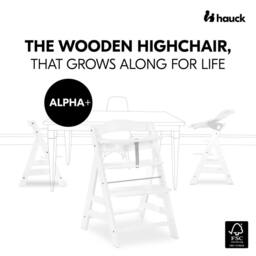 hauck Alpha+ Wooden Highchair - White - thumbnail 2