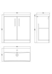 Balterley Bathroom 2 Soft Close Door Floor Vanity Unit Basin, Black, 800mm in Black - thumbnail 2
