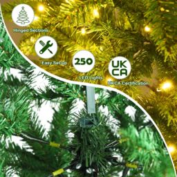 Costway 6FT Pre-Lit Artificial Christmas Tree Hinged Pencil XmasTree in Green - thumbnail 6