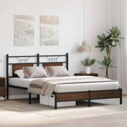 Berkfield Home Bed Frame without Mattress Brown Oak 140x200 cm Engineered Wood - thumbnail 4