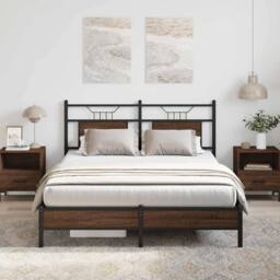 Berkfield Home Bed Frame without Mattress Brown Oak 140x200 cm Engineered Wood - thumbnail 5