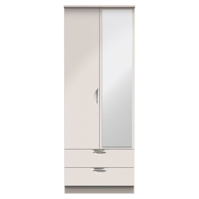 Ready Assembled 2 U Holborn 2 Door 2 Drawer Mirrored Wardrobe (Ready Assembled) in Taupe - image 1