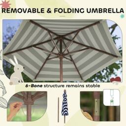 AIYAPLAY Kids Picnic Table, Wooden Kids Garden Furniture with Umbrella in Dark Brown - thumbnail 5