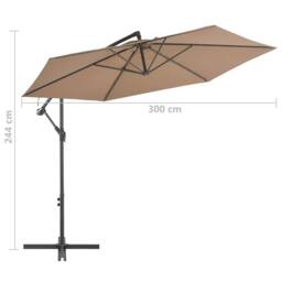 Berkfield Home Elegant Cantilever Umbrella with Aluminium Pole 300 cm Taupe in Beige - thumbnail 8