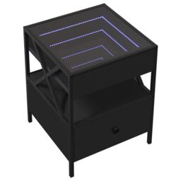 Berkfield Home Bedside Table with Infinity LED Black 40x40x51 cm - Size: 40 x 40 x 51 cm - thumbnail 3