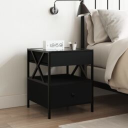 Berkfield Home Bedside Table with Infinity LED Black 40x40x51 cm - Size: 40 x 40 x 51 cm - thumbnail 4