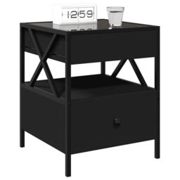 Berkfield Home Bedside Table with Infinity LED Black 40x40x51 cm - Size: 40 x 40 x 51 cm - thumbnail 5