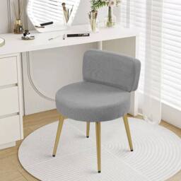 KORVIXA Velvet Vanity Stool Backrest in Grey - Size: 0.6m2 - thumbnail 3