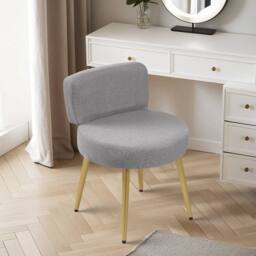 KORVIXA Velvet Vanity Stool Backrest in Grey - Size: 0.6m2 - thumbnail 4