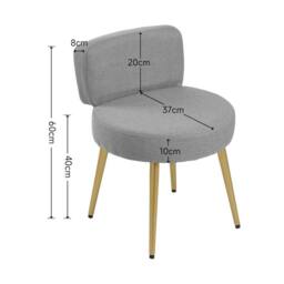 KORVIXA Velvet Vanity Stool Backrest in Grey - Size: 0.6m2 - thumbnail 2