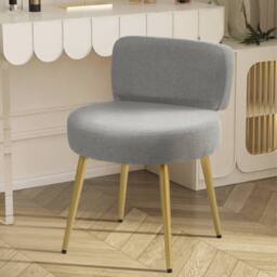 KORVIXA Velvet Vanity Stool Backrest in Grey - Size: 0.6m2 - thumbnail 5