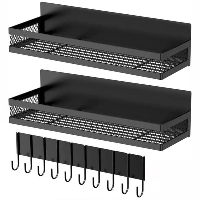 Kelvenix 3PCS Magnetic Spice Rack for Refrigerator Magnetic Shelf in Black - image 1