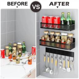 Kelvenix 3PCS Magnetic Spice Rack for Refrigerator Magnetic Shelf in Black - thumbnail 6