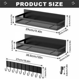 Kelvenix 3PCS Magnetic Spice Rack for Refrigerator Magnetic Shelf in Black - thumbnail 2