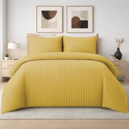 Grace 4 Pack Duvet Cover Set Modern Stripe Design Bedding Sets in Yellow - Size: Single - thumbnail 1