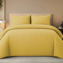 Grace 4 Pack Duvet Cover Set Modern Stripe Design Bedding Sets in Yellow - Size: Single - thumbnail 5