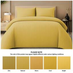 Grace 4 Pack Duvet Cover Set Modern Stripe Design Bedding Sets in Yellow - Size: Single - thumbnail 6