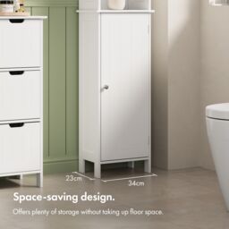 VonHaus Holbrook Freestanding Slim Tall Bathroom Storage Cabinet in White - thumbnail 5